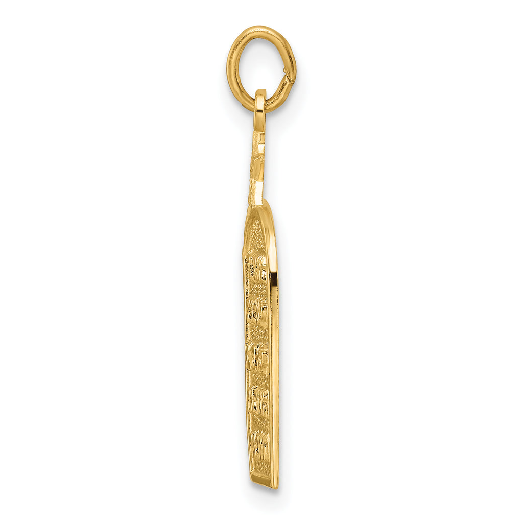 14K Yellow Gold Polished Solid Ten Commandments Star of David Pendant