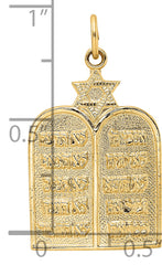 14k Polished Solid Ten Commandments and Star Pendant
