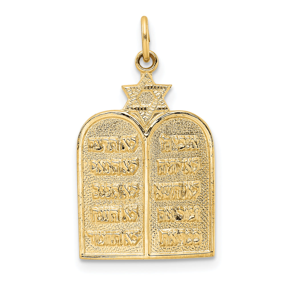 14K Yellow Gold Polished Solid Ten Commandments Star of David Pendant