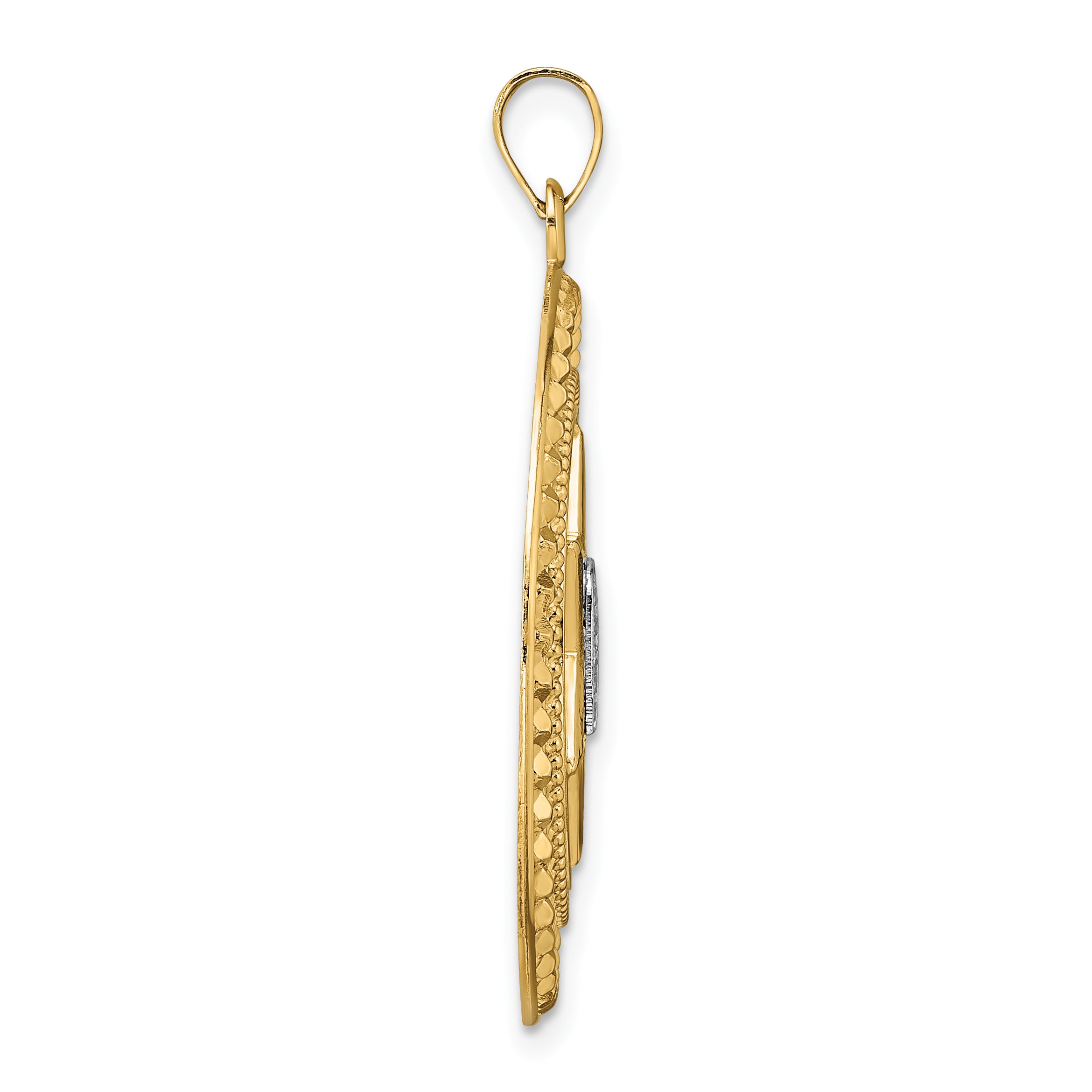 14k Two-tone Solid Star and Torah Inside Frame Pendant Secondary image