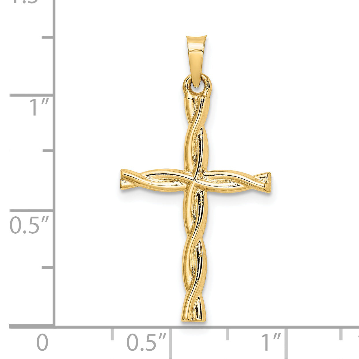 14k Polished Hollow Twisted Cross Pendant
