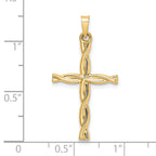 14k Polished Hollow Twisted Cross Pendant