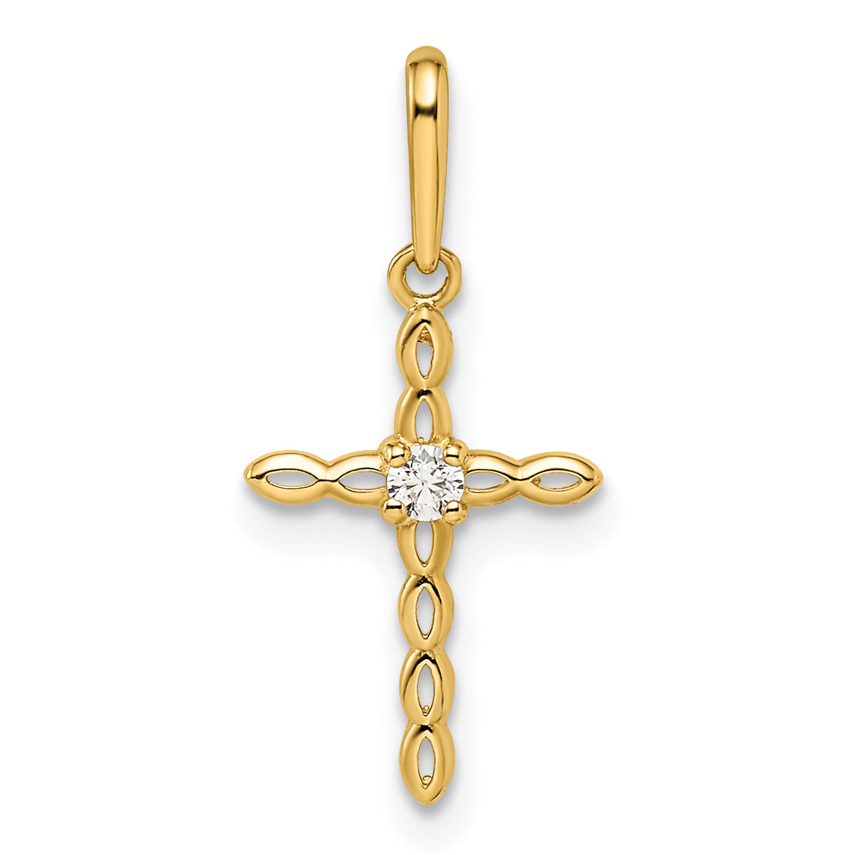 14k CZ Cross Pendant