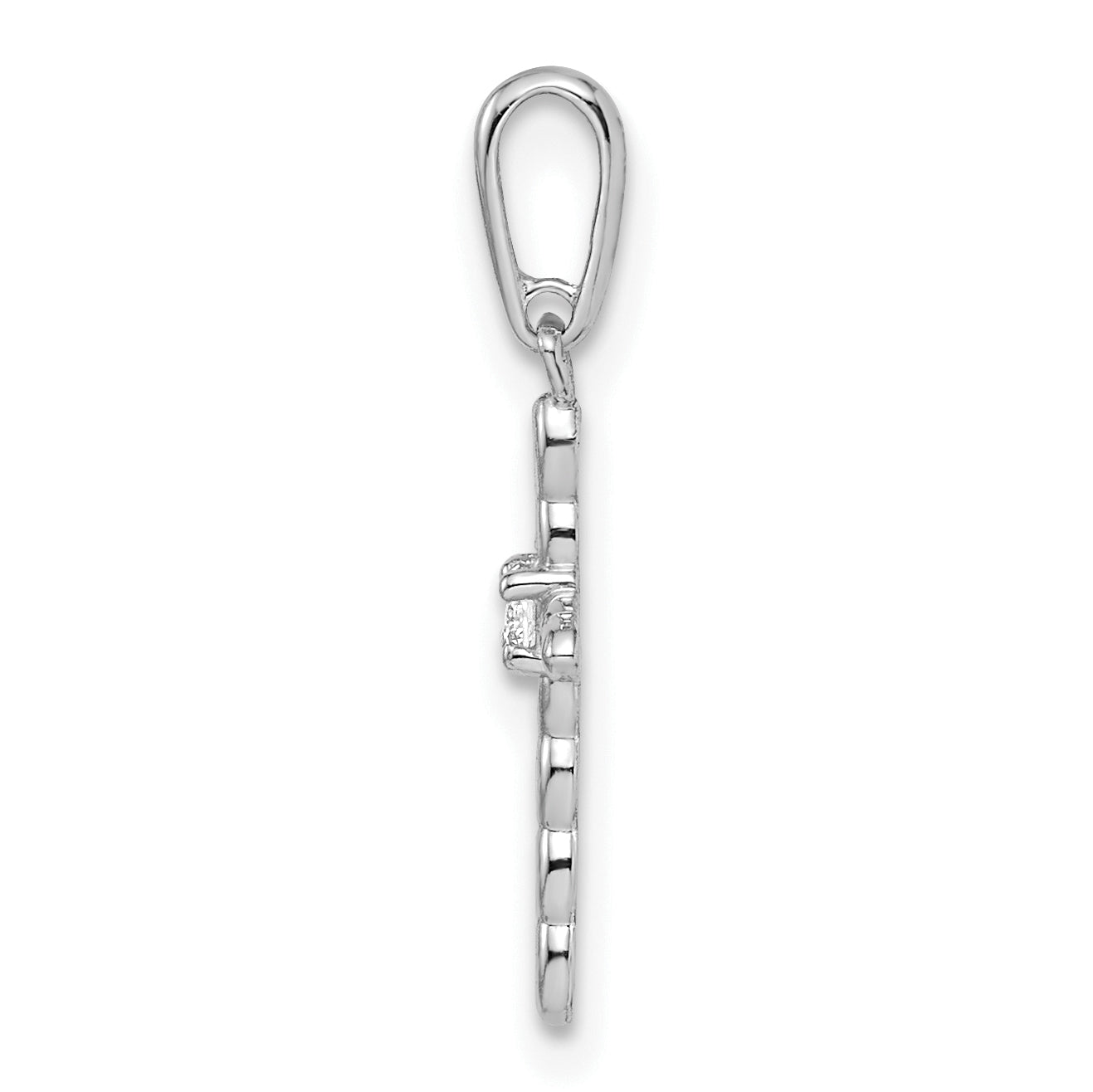 14k White Gold CZ Cross Pendant Secondary image