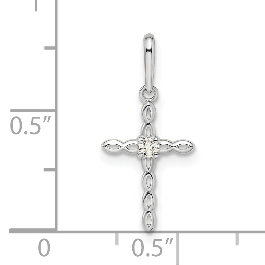 14k White Gold CZ Cross Pendant