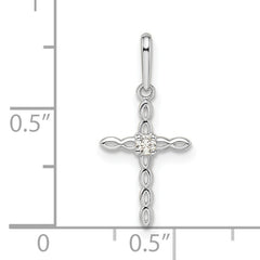 14k White Gold CZ Cross Pendant