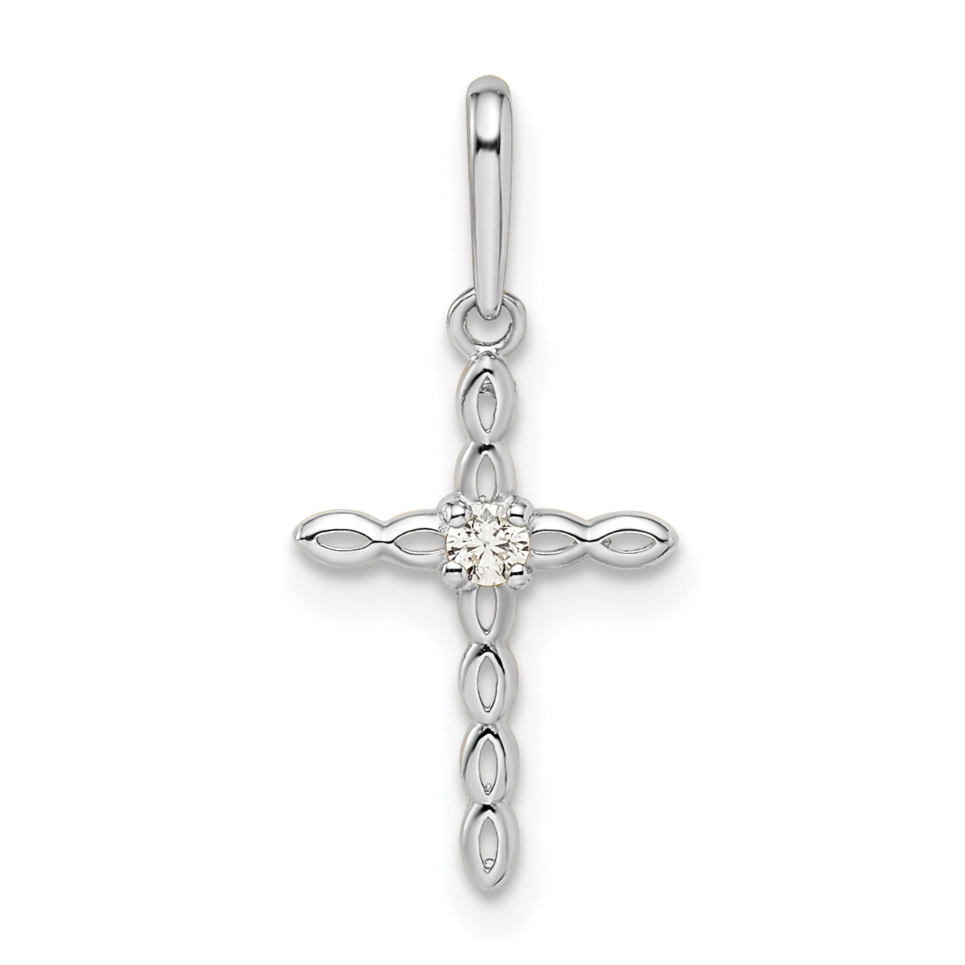 14k White Gold CZ Cross Pendant Main image