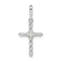 14k White Gold CZ Cross Pendant