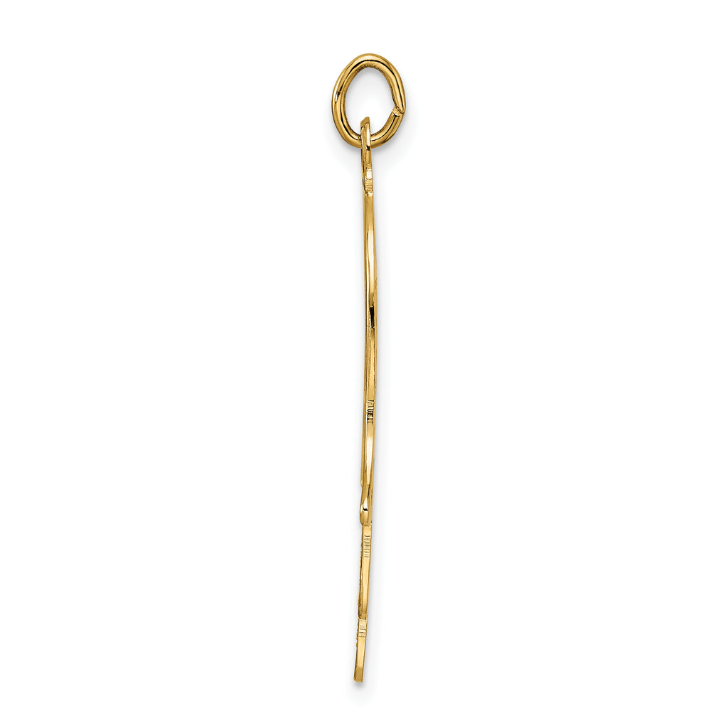 14k Polished Solid Filigree Hamsa Pendant