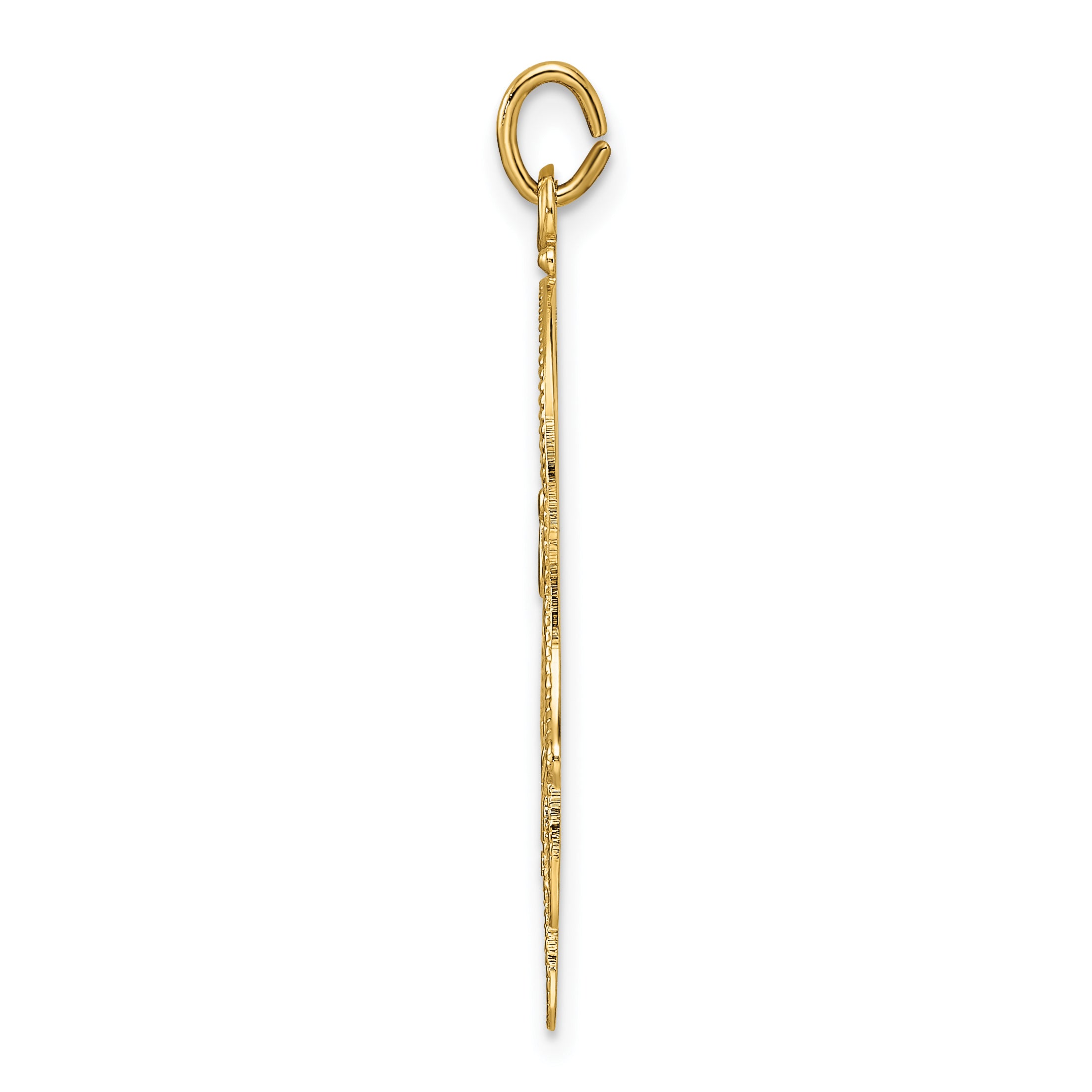 14k Polished & Textured Solid Hamsa Pendant Secondary image