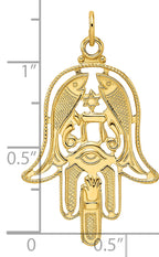 14k Polished & Textured Solid Hamsa Pendant