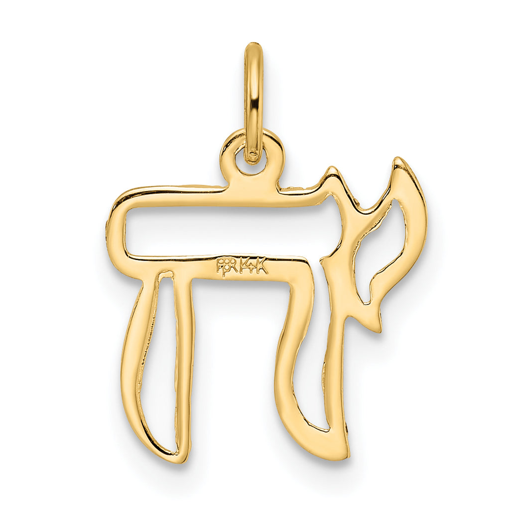 14k Polished Solid Chai Symbol Outline Pendant