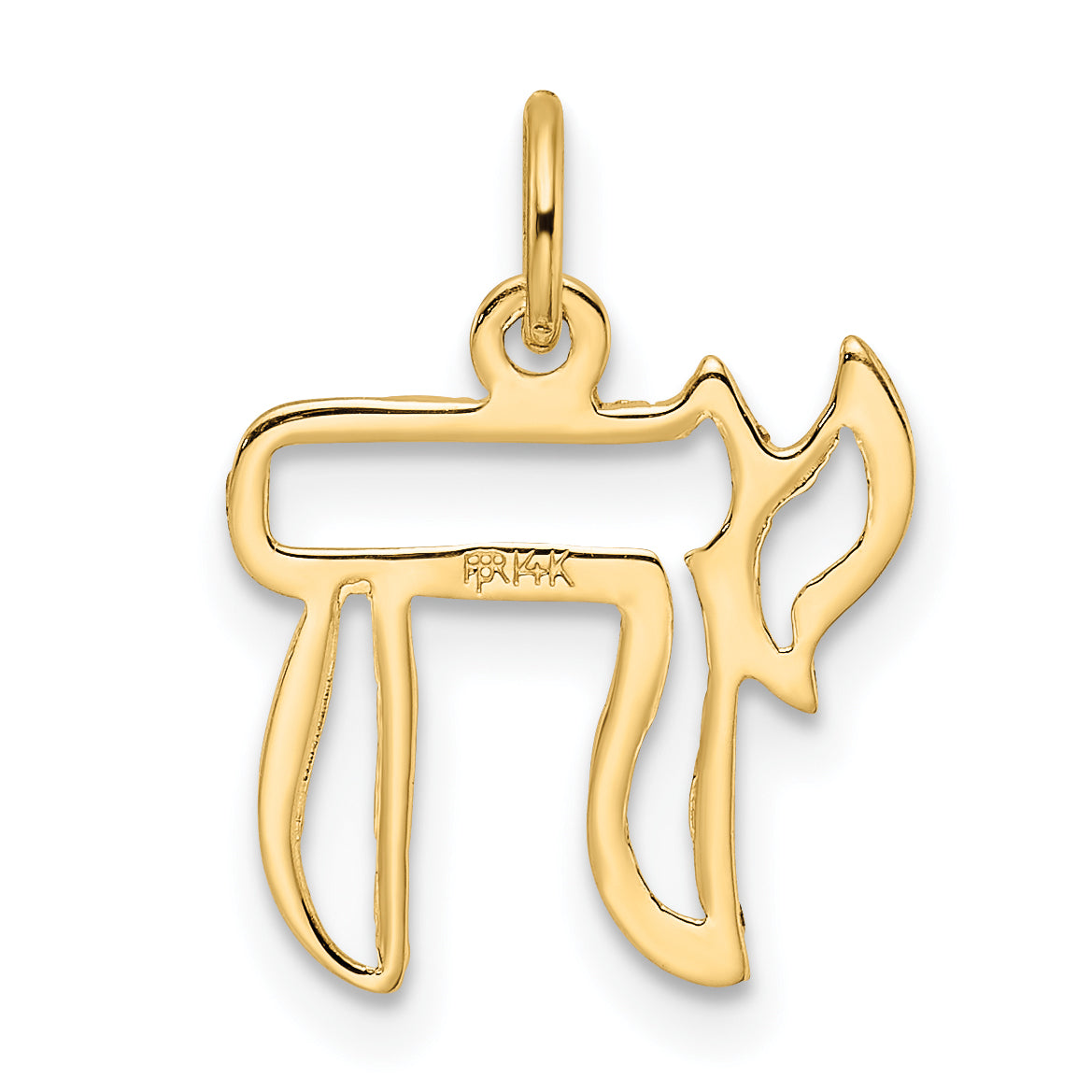14k Polished Solid Chai Symbol Outline Pendant