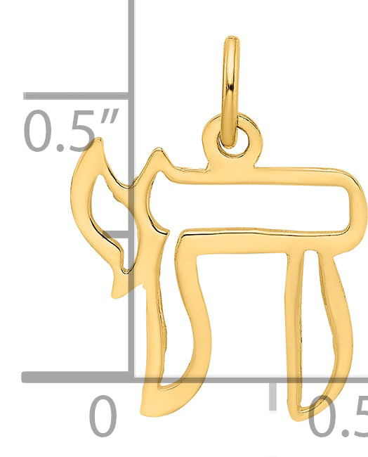 14k Polished Solid Chai Symbol Outline Pendant