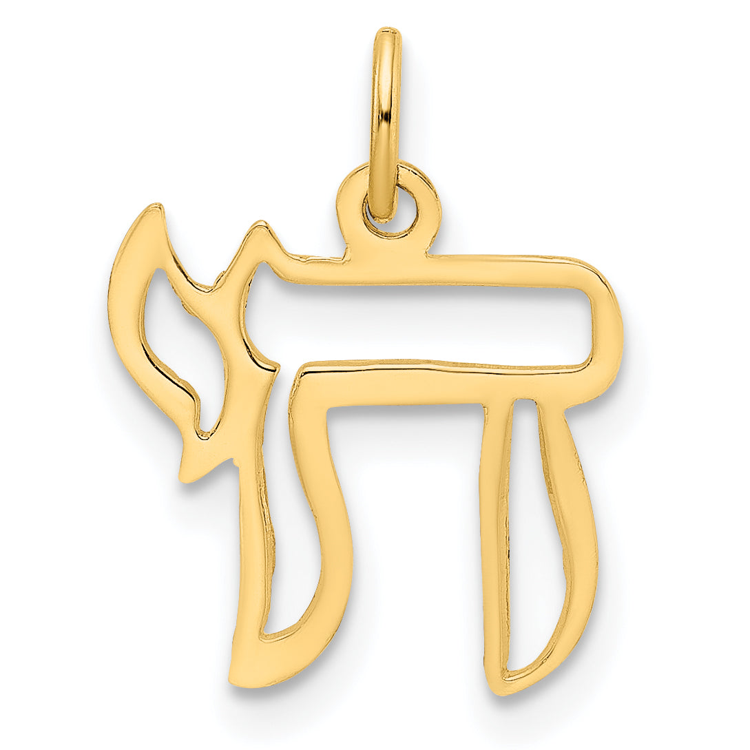 14k Polished Solid Chai Symbol Outline Pendant Main image