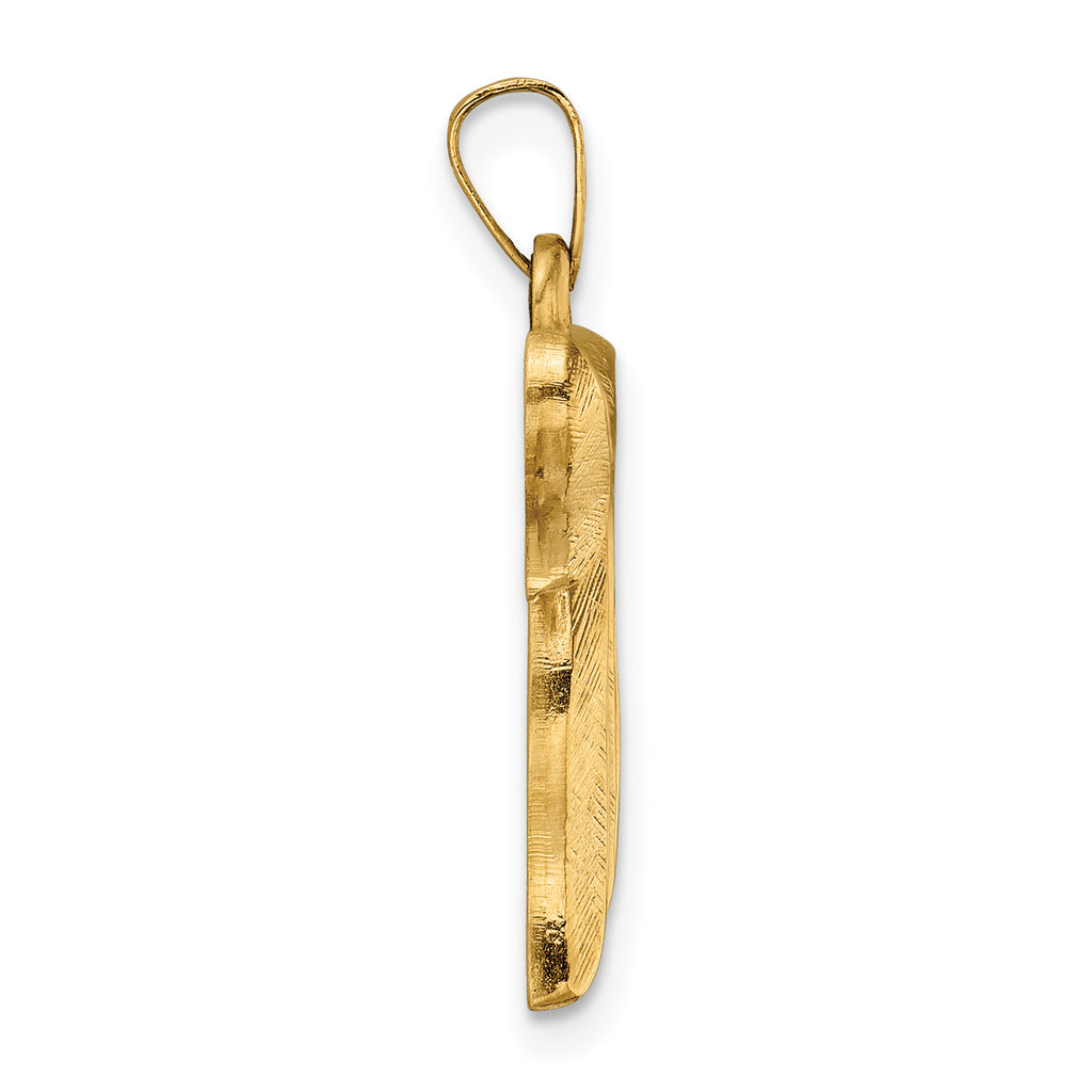 14k Brushed Solid Chai Symbol Pendant
