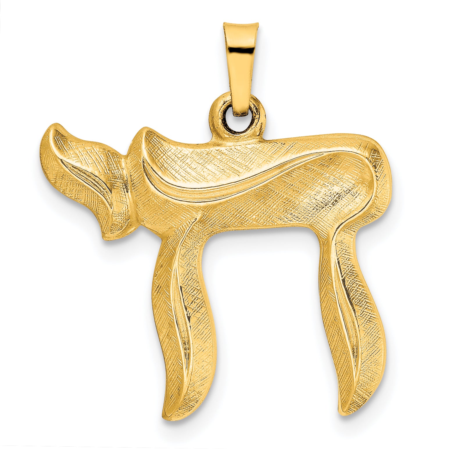 14k Brushed Solid Chai Symbol Pendant Main image