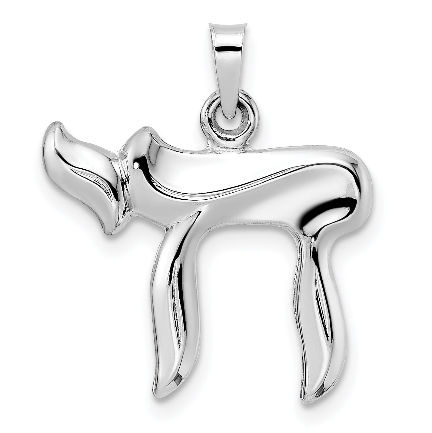 14k White Gold Polished Hollow Chai Symbol Pendant Main image