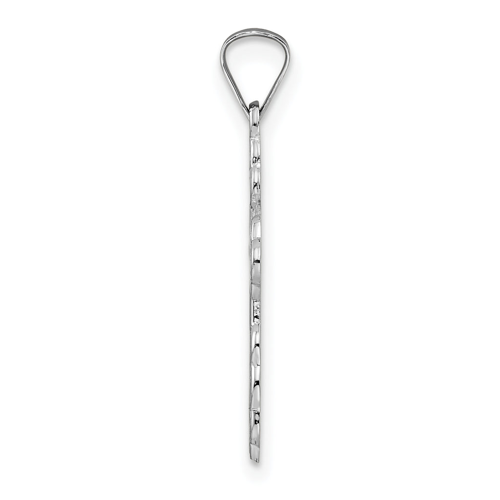 14k White Gold Polished Eastern Orthodox Solid Cross Pendant