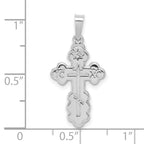 14k White Gold Polished Eastern Orthodox Solid Cross Pendant