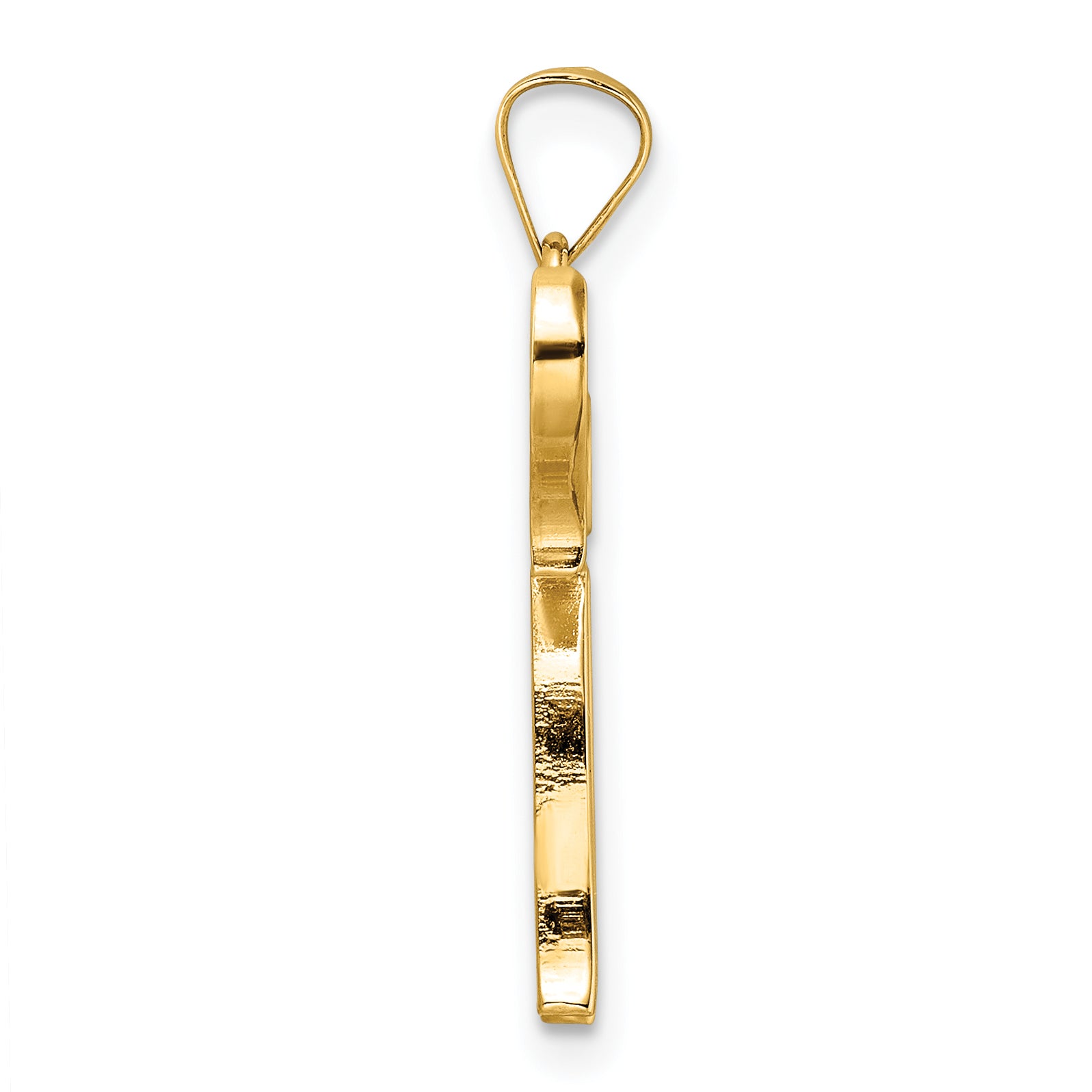 14k Polished and Textured Solid Chai Symbol Pendant Secondary image