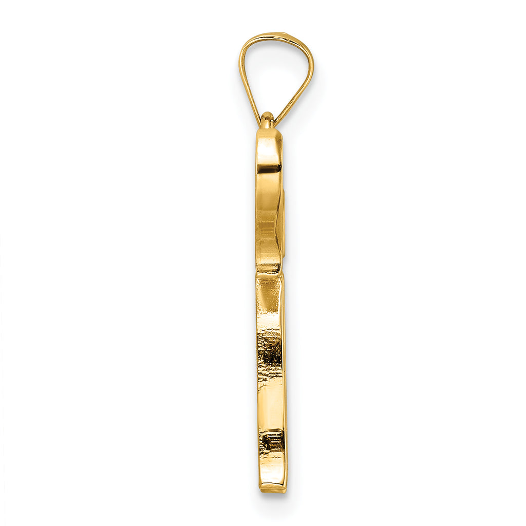 14k Polished and Textured Solid Chai Symbol Pendant