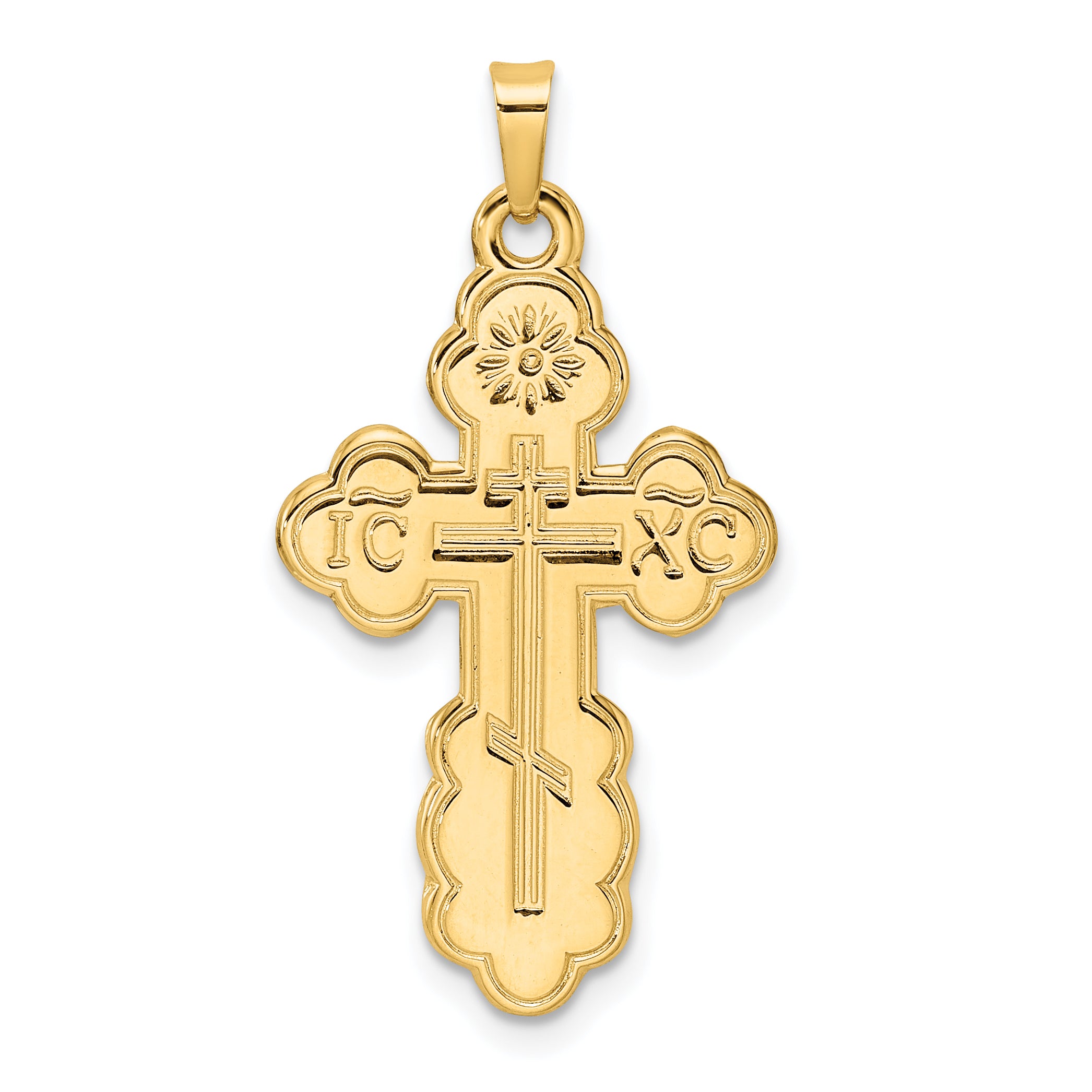 14k Polished Eastern Orthodox Solid Cross Pendant Main image