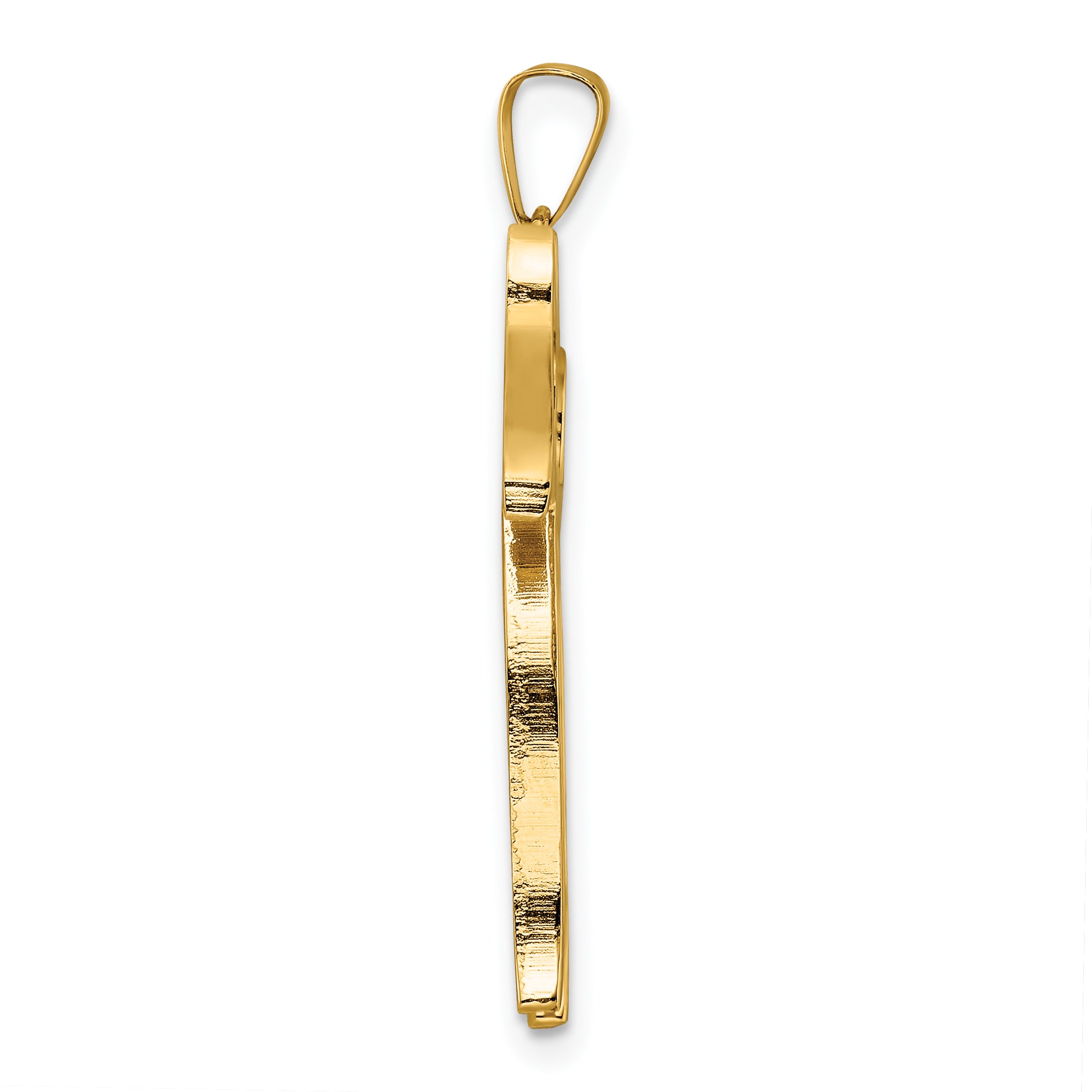 14k Polished and Textured Solid Chai Symbol Pendant Secondary image