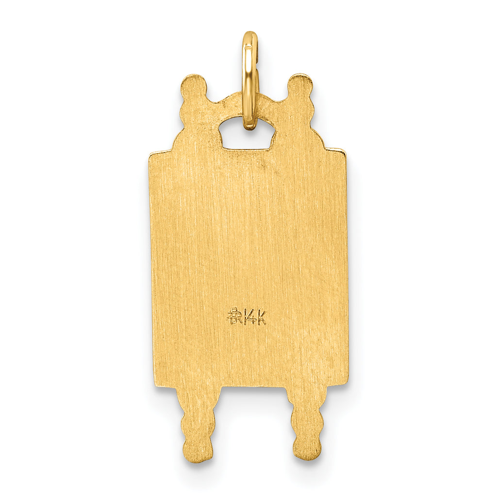 14k Polished Solid Torah and Enameled Star of David Pendant