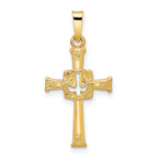 14k Polished Cut Out Solid Dove Cross Pendant