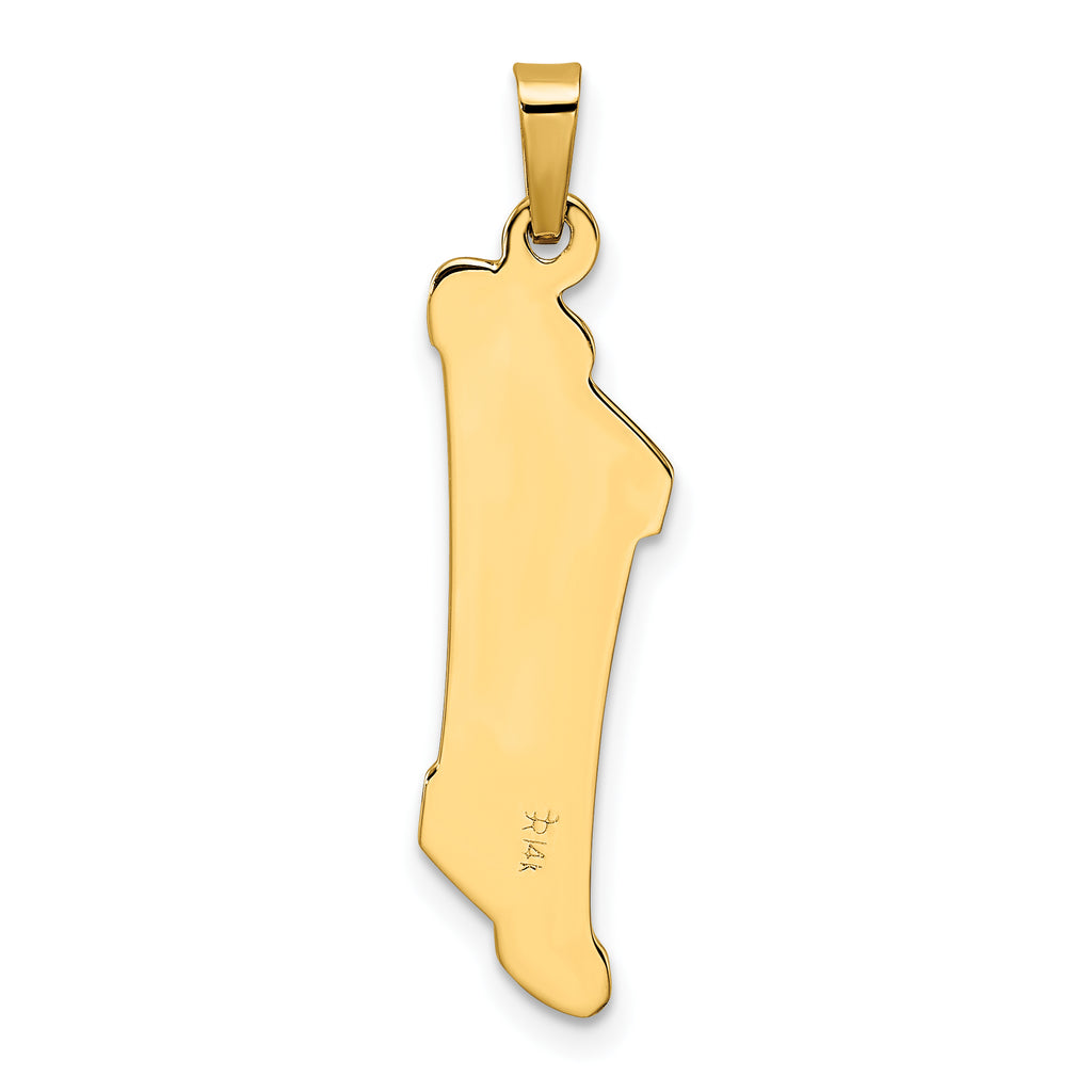 14k Two-tone Polished and Textured Hollow Mezuzah Pendant
