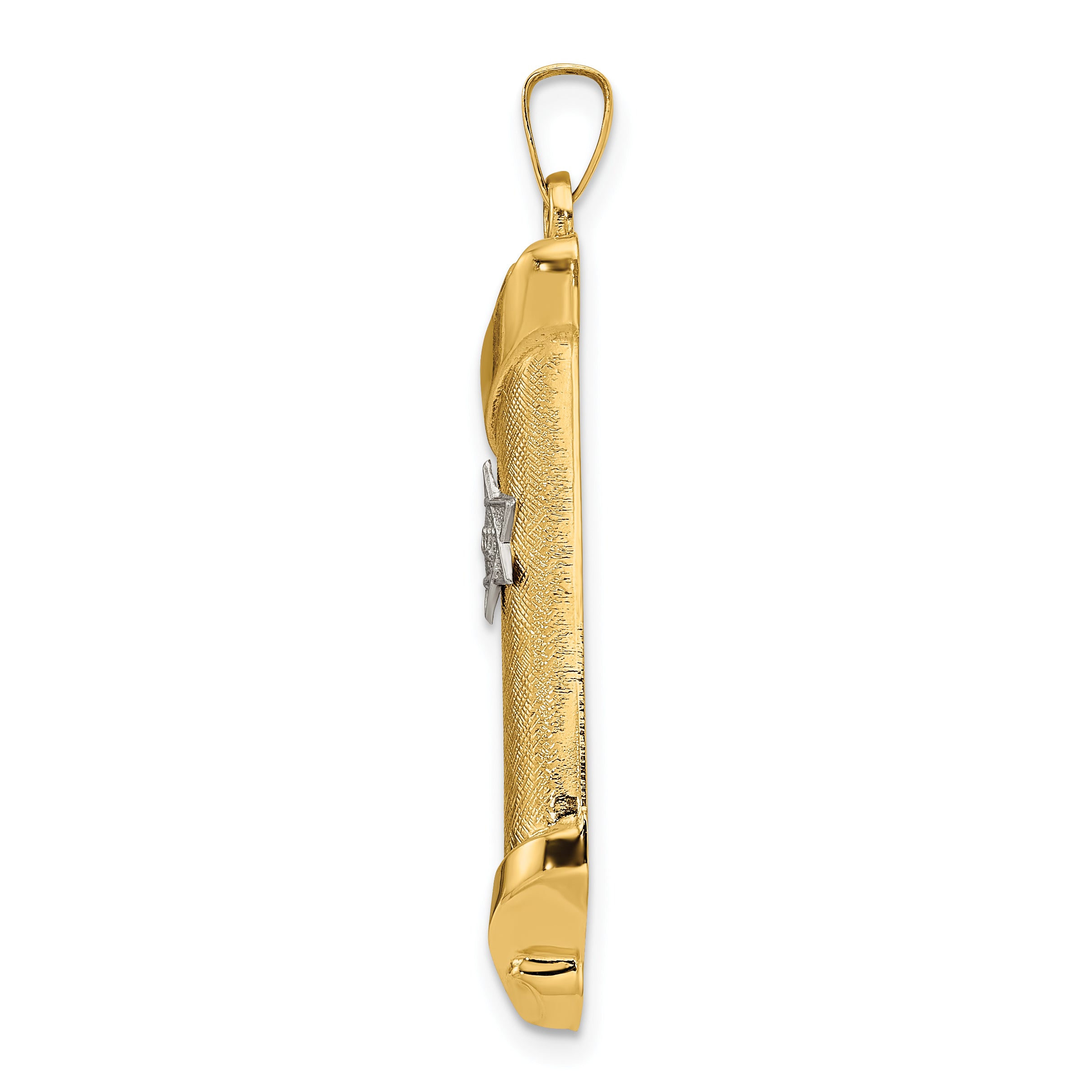 14k Two-tone Hollow Mezuzah and Star Pendant Secondary image