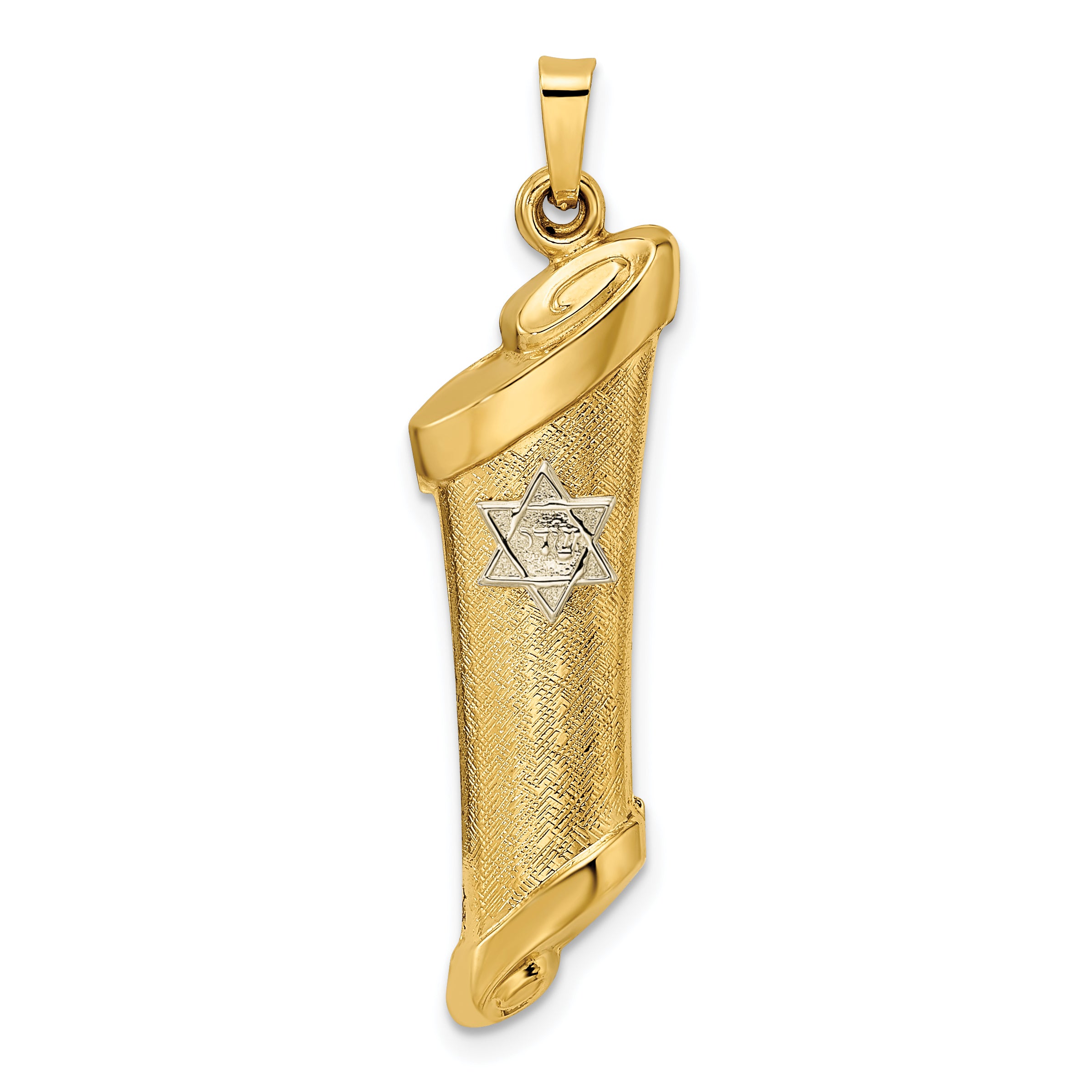 14k Two-tone Hollow Mezuzah and Star Pendant Main image