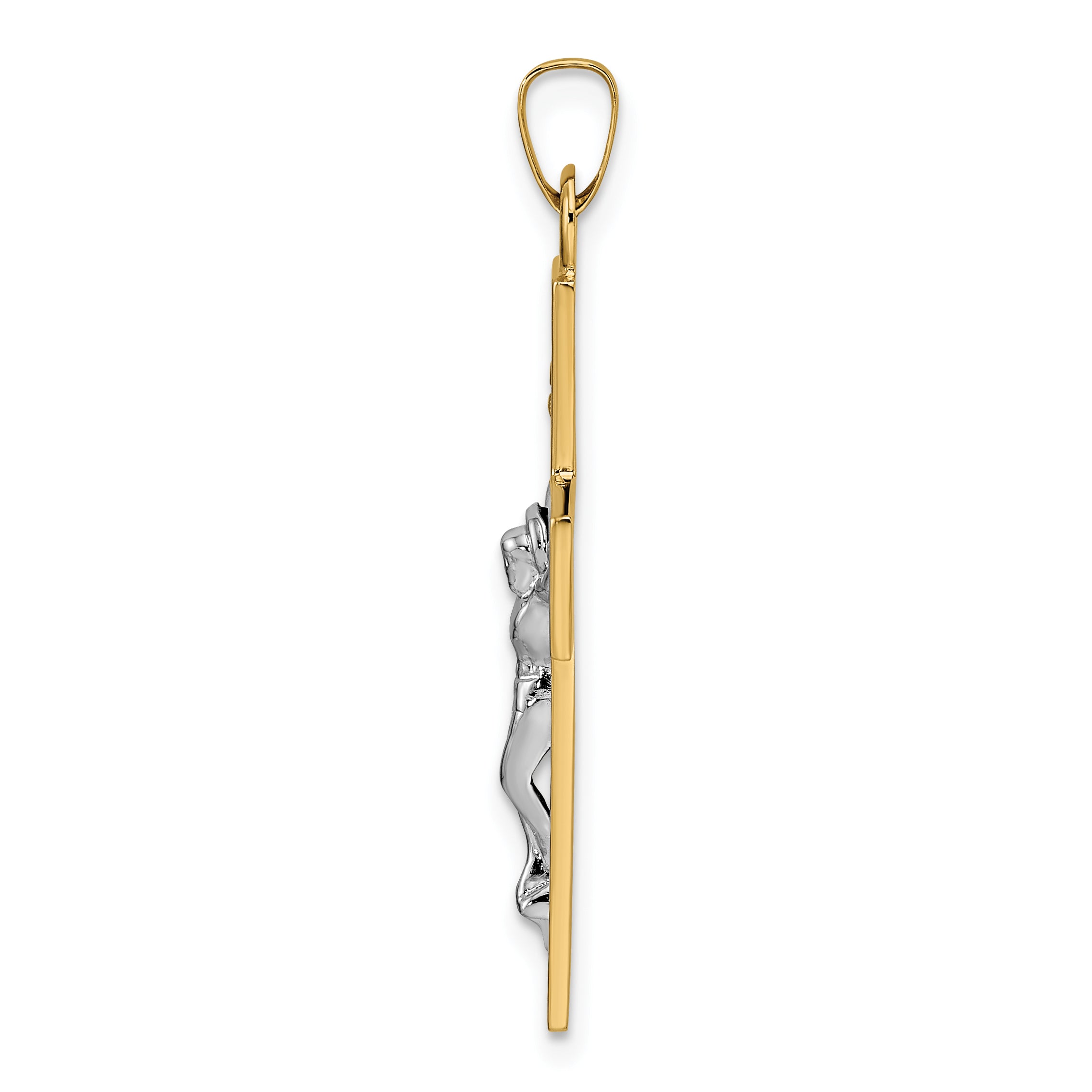 14k Two-tone Polished Solid INRI Crucifix Pendant Secondary image