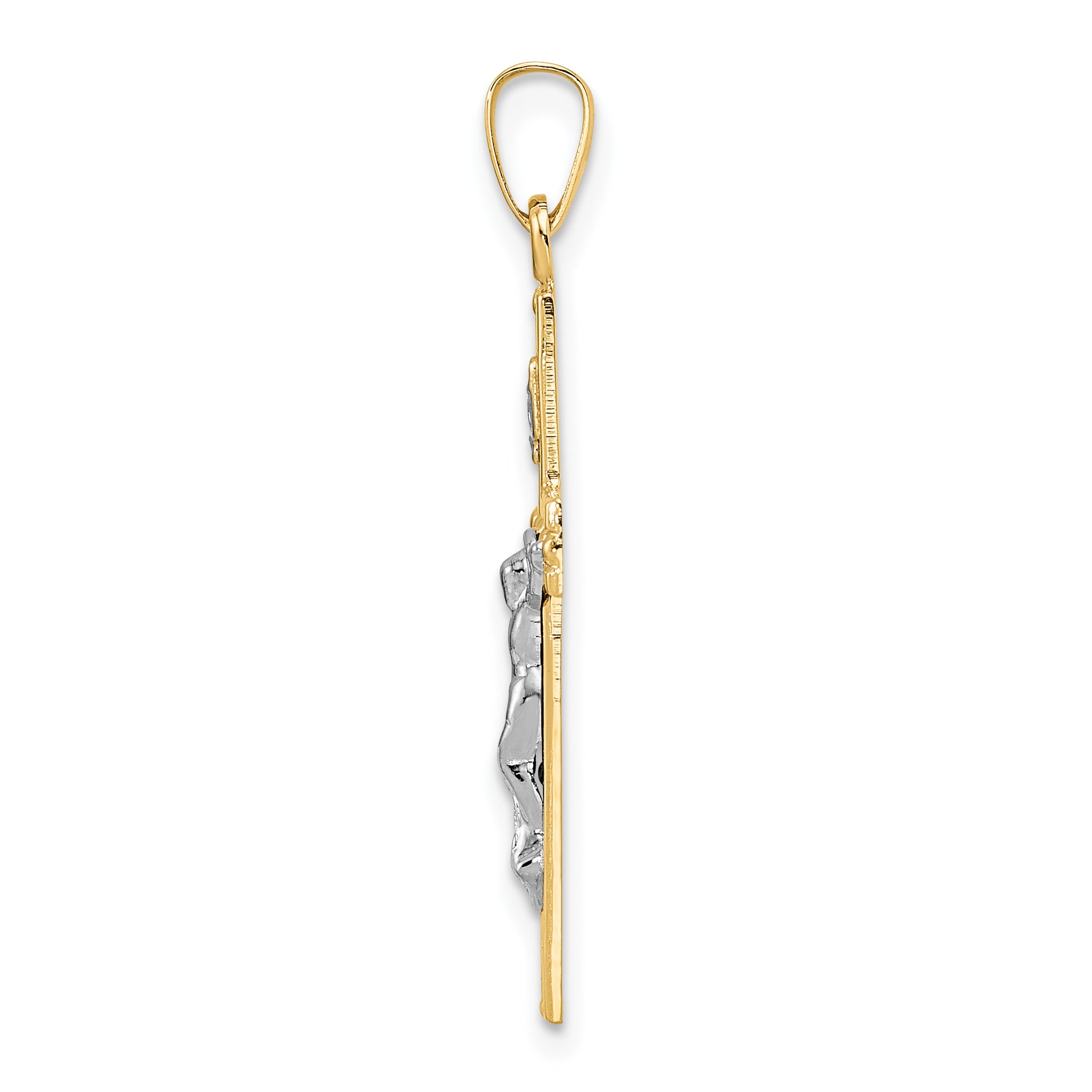 14k Two-tone Polished Solid INRI Crucifix Pendant Secondary image