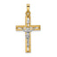14k Two-tone Polished Solid INRI Crucifix Pendant