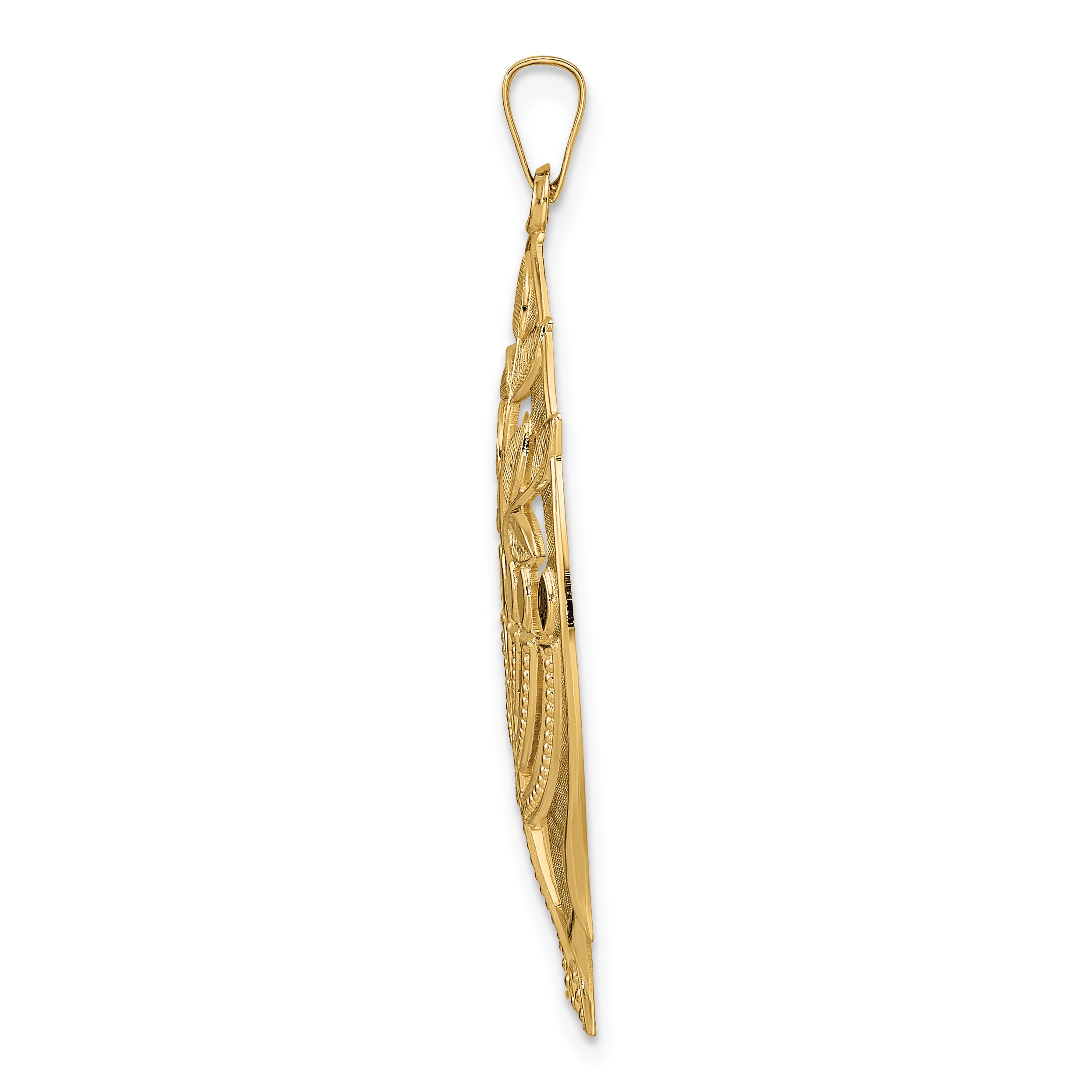 14k Polished Hollow Menorah Tree of Life Pendant Secondary image