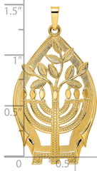 14k Polished Hollow Menorah Tree of Life Pendant