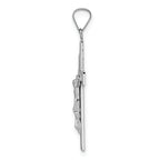 14k White Gold Polished Solid Striped Crucifix Pendant