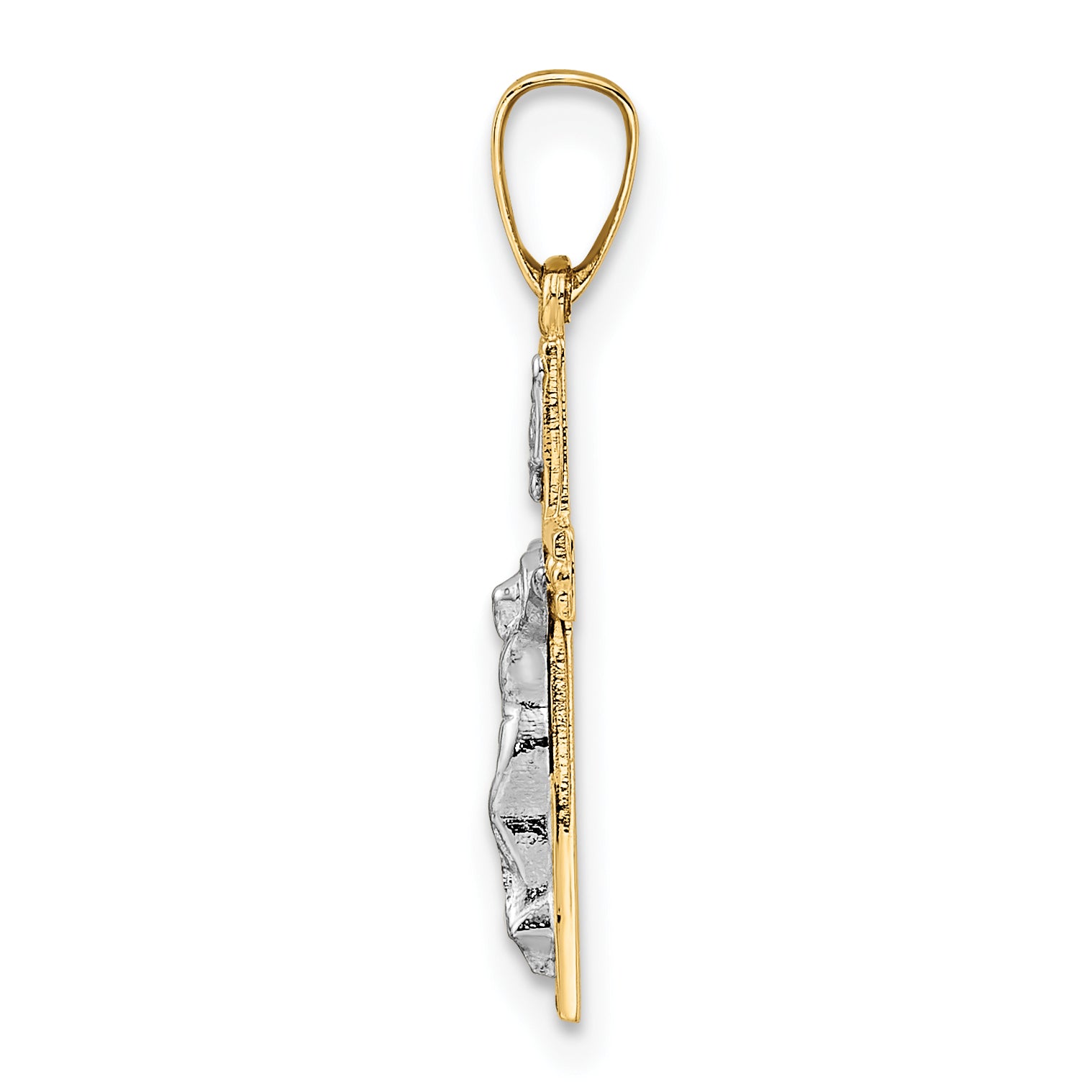 14k Two-tone Polished Solid INRI Crucifix Pendant Secondary image
