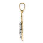 14k Two-tone Polished Solid INRI Crucifix Pendant