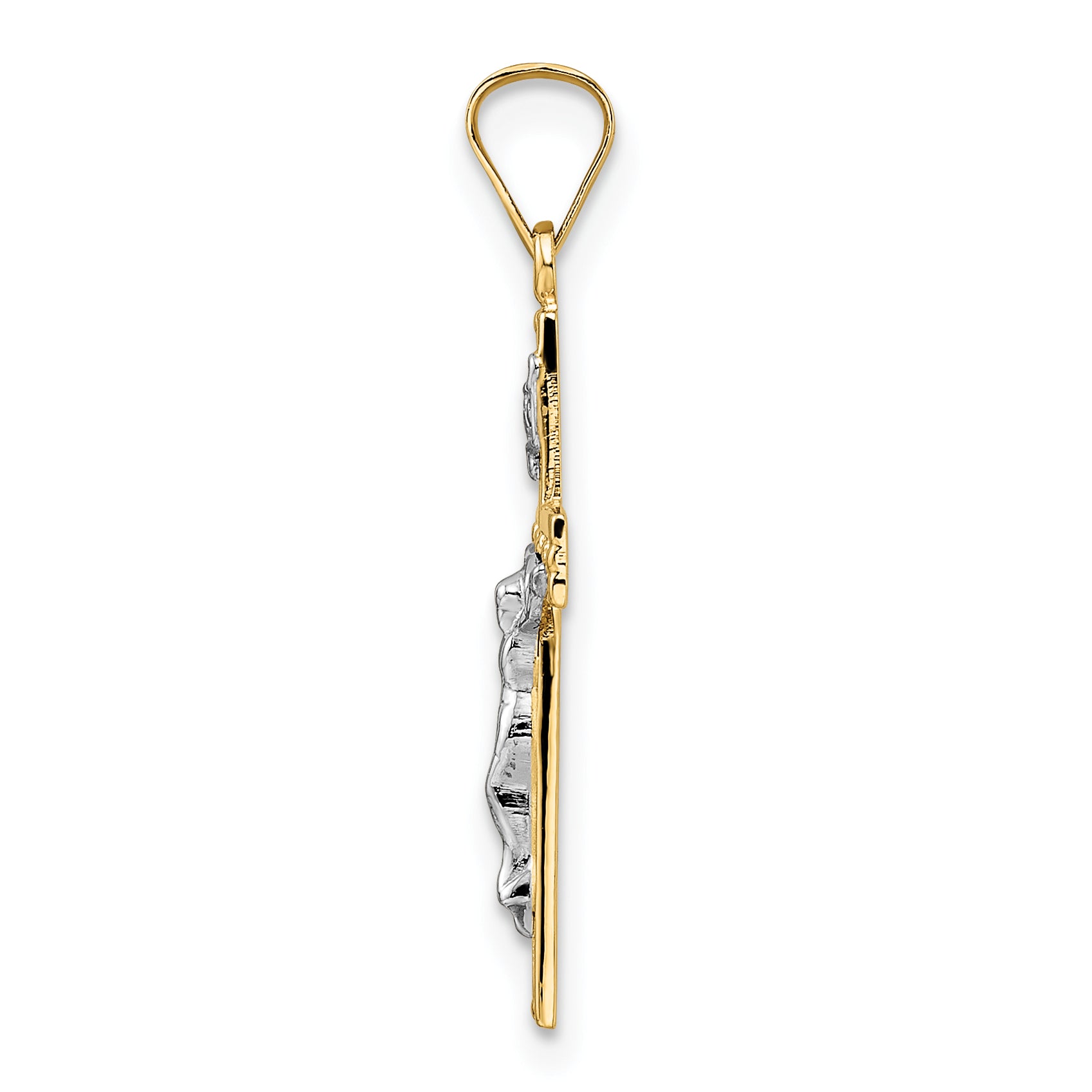 14k Two-tone Polished Solid INRI Crucifix Pendant Secondary image