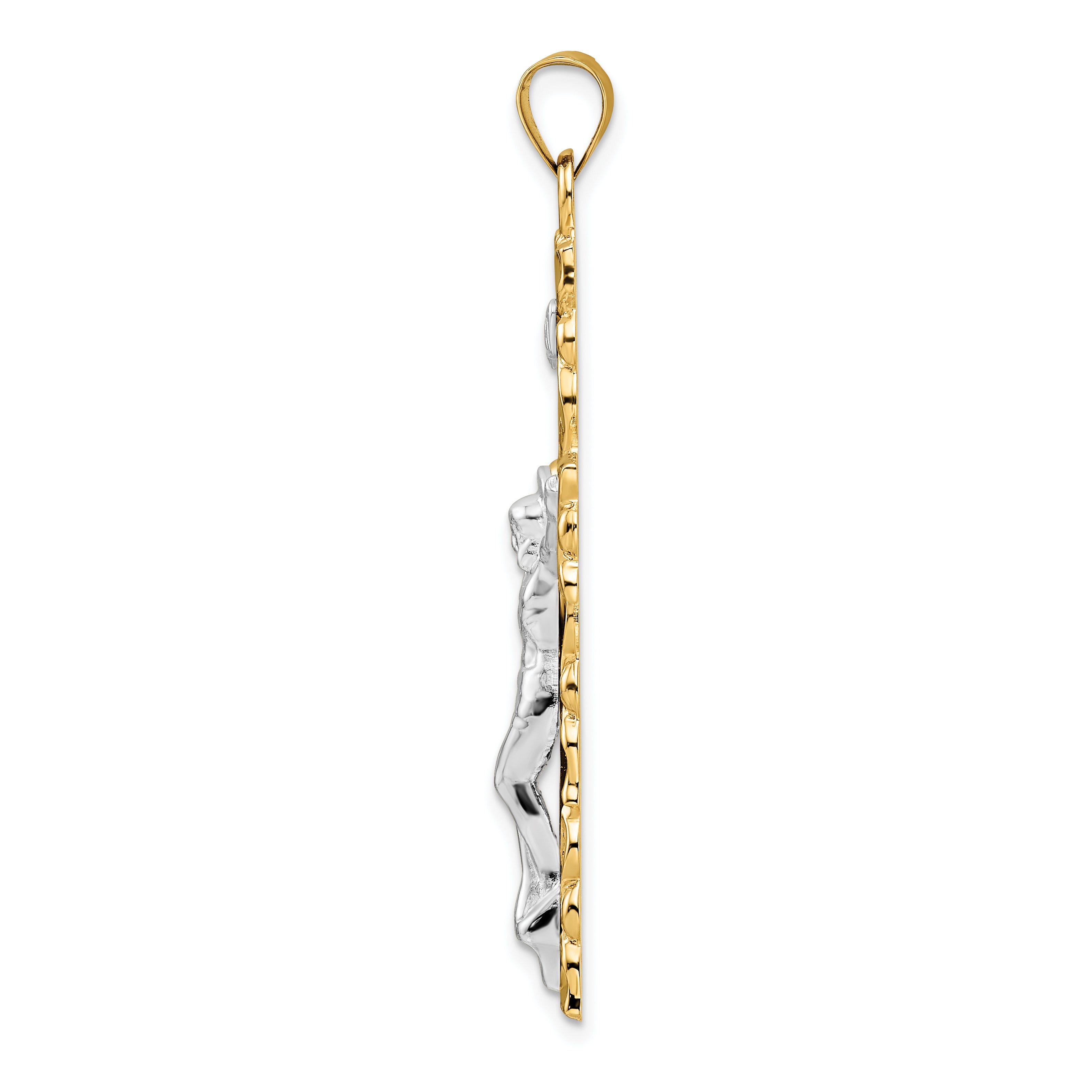 14k Two-tone Polished Solid INRI Crucifix Pendant Secondary image