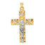 14k Two-tone Polished Solid INRI Crucifix Pendant