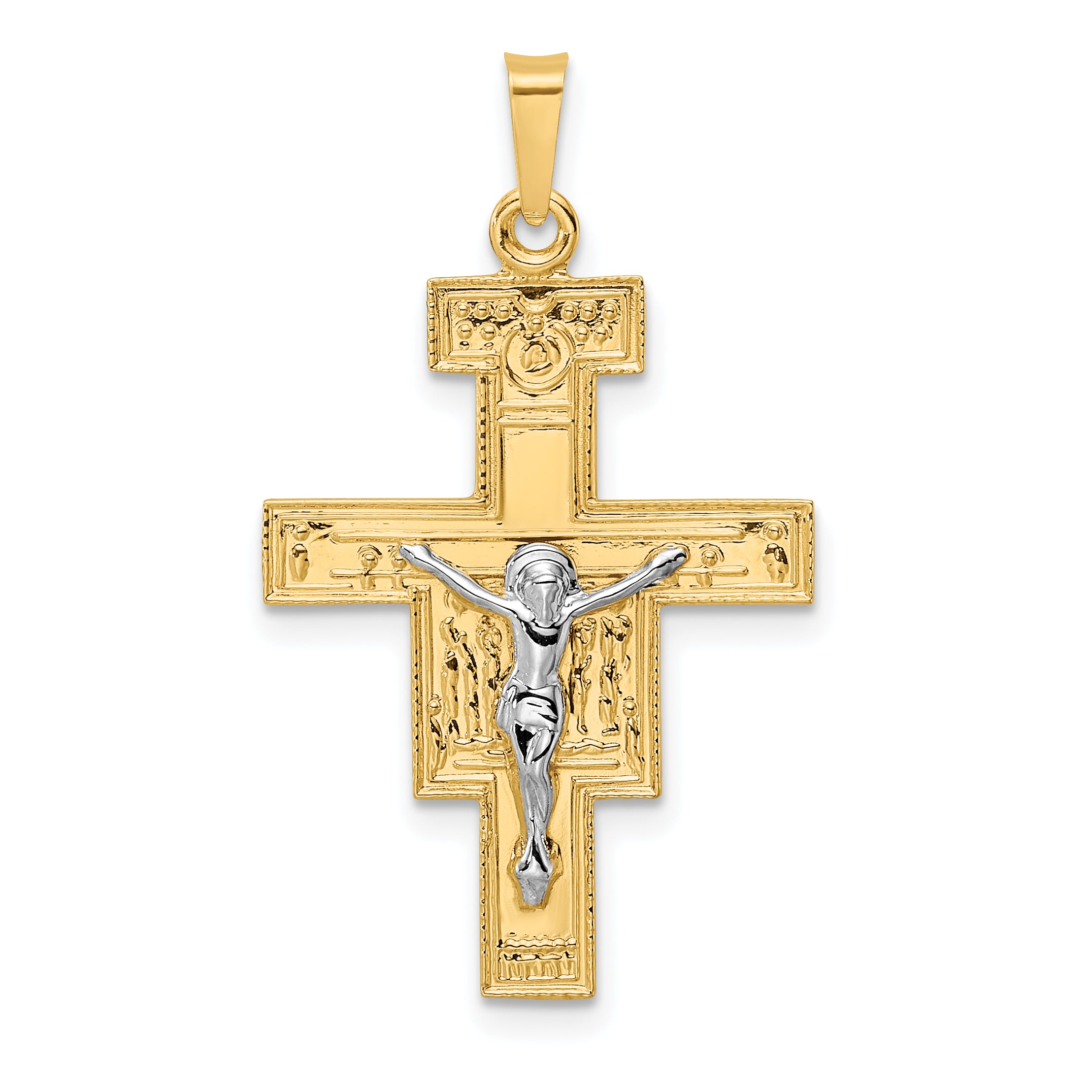 14k Two-tone Solid Crucifix Pendant Main image