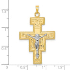 14k Two-tone Polished Fancy Solid Cross Pendant