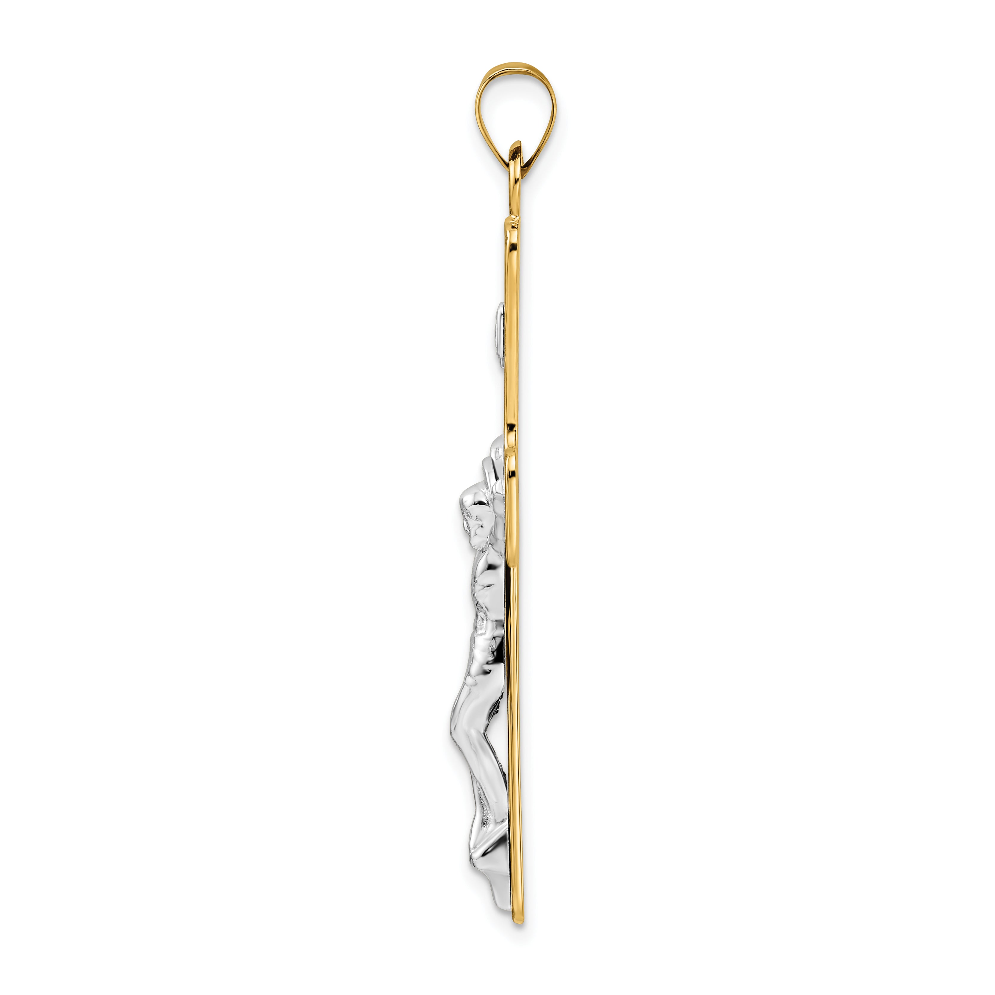 14k Two-tone Polished Solid INRI Crucifix Pendant Secondary image