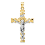 14k Two-tone Solid INRI Crucifix Pendant