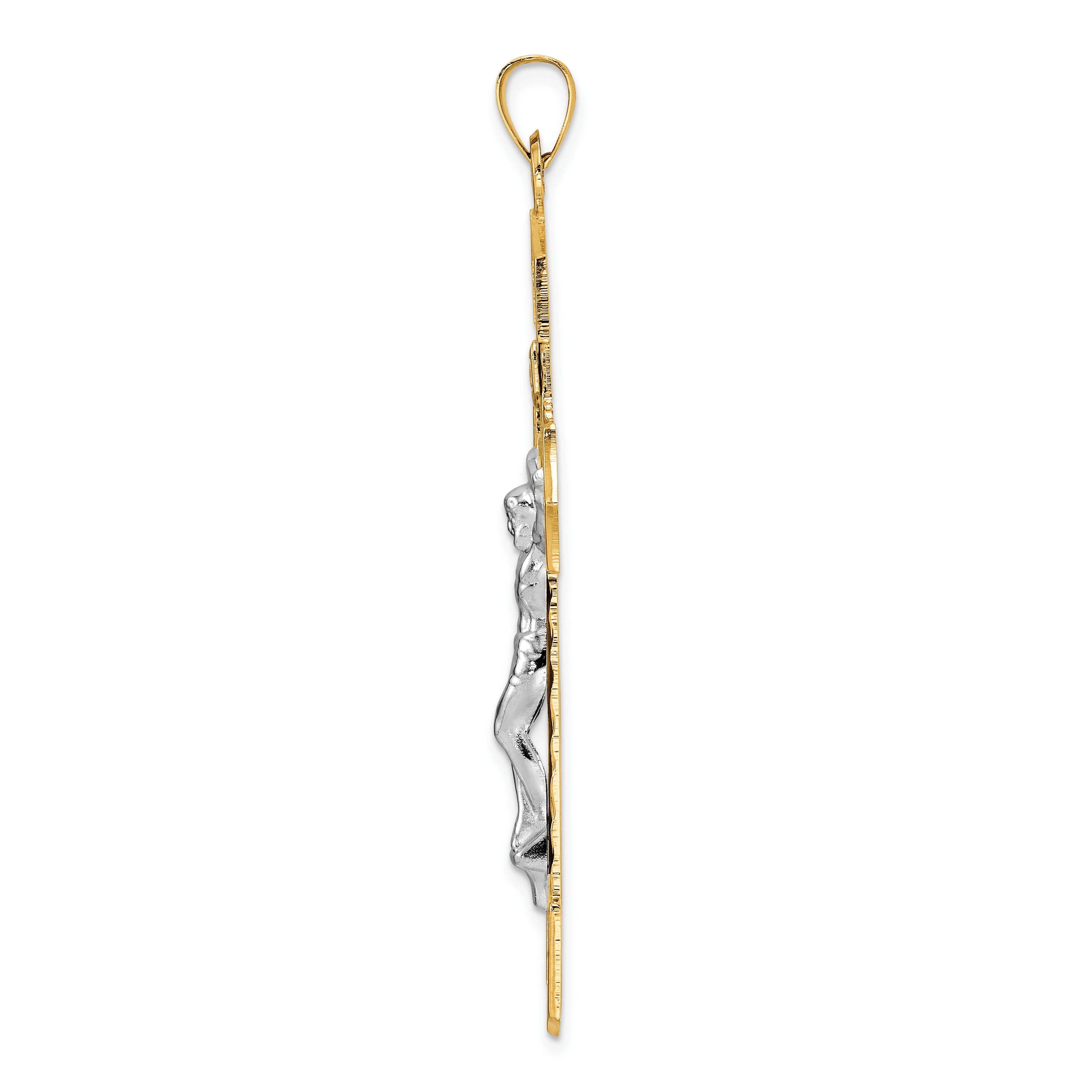14k Two-tone Polished Solid INRI Crucifix Pendant Secondary image