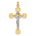 14k Two-tone Polished Solid INRI Crucifix Pendant